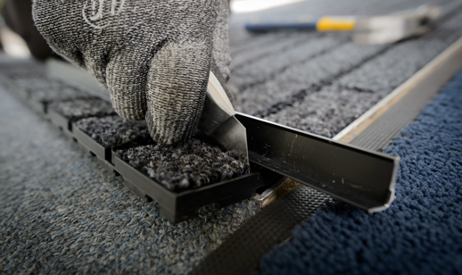Commercial entrance mats and barrier matting in corporate office lobby