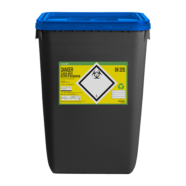 Clinisafe 50L Grey Blue Lid Pharmaceutical Waste Bin