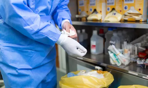 Male Surgeon Removing Surgical Gloves Operation Theater Hospital