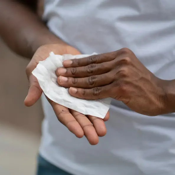 paper towel wiping hand image